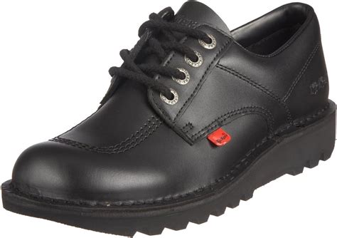 kickers black kick lo padded leather shoes